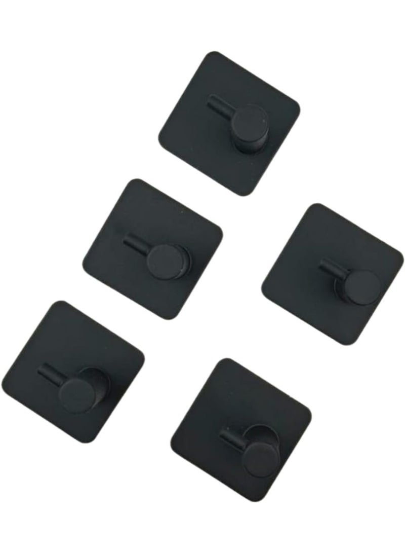 Metal hanging hooks for bathroom and kitchen, self-adhesive wall stickers, square, stainless steel shape (4, black) - Image 1